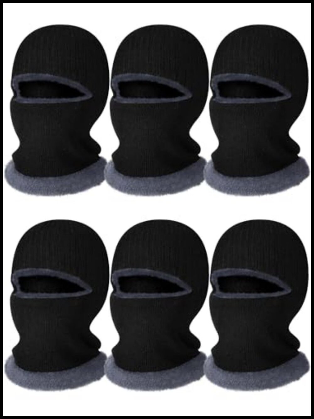 6 Pc Winter Balaclava Ski Mask Set Knitted Polyester Face Neck Warmer